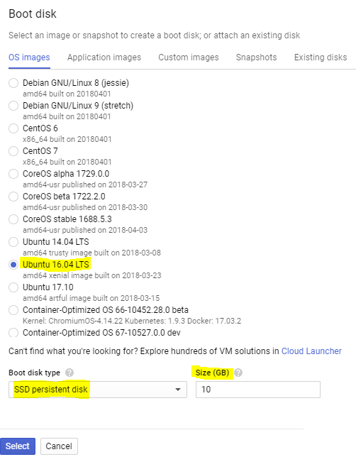 GCE Boot Disk